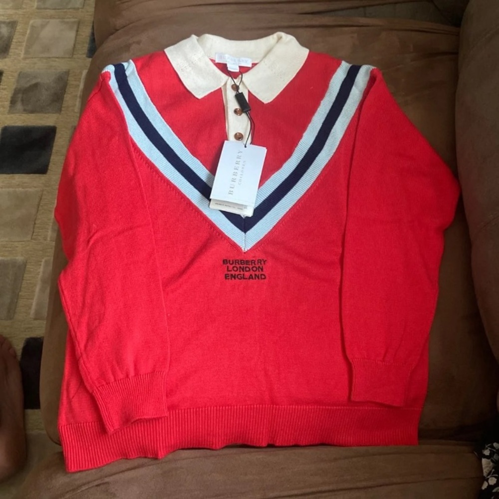 Boys long sleeve Burberry sweater polo